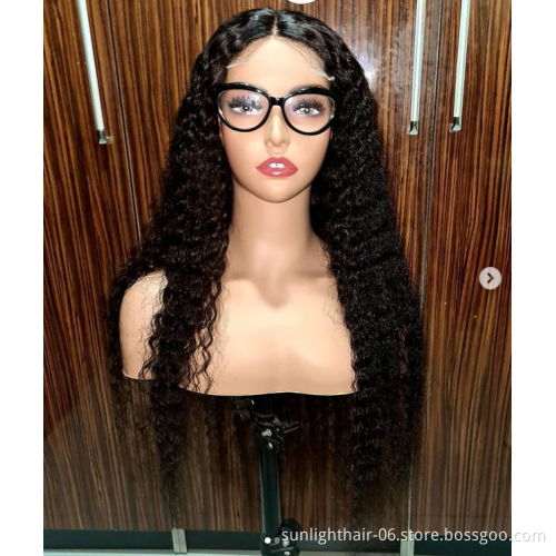 Sunlight Afro Deep Frontal Weave Raw Cambodian Virgin Hair Long Products Brazilian Curly Wig For Woman